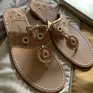 Napa Valley Cork/Gold Sandal. Rich leather upper.